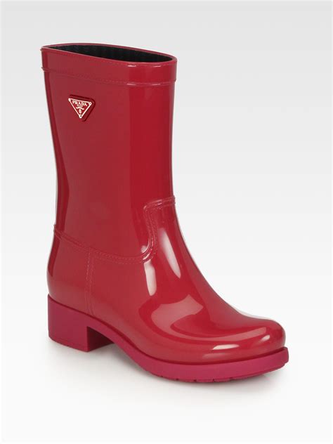 prada ibisico pink rain boots|Prada women's boots.